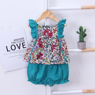 China 2020 New Breathable Clothes Kids Girls Clothing Striped Little Strap Floral Print Girls Clothing Baby Dresses for sale