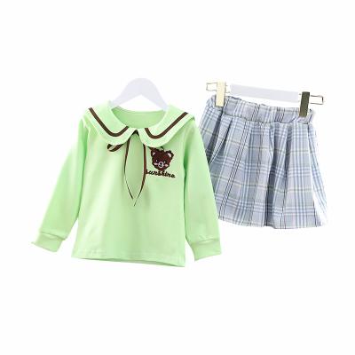 China 2020 wholesale casual fashion boutique clothing baby sets print bear long sleeve children clothes spring autumn girl skirt for sale