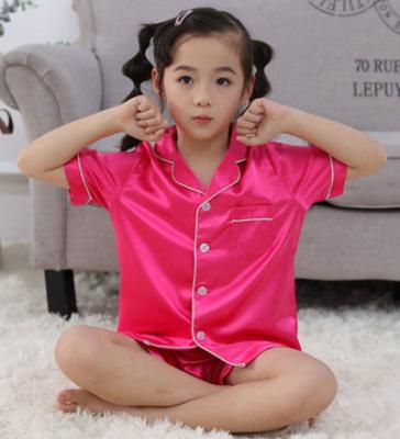 China Breathable ice silk clothing home boys and girls children's clothing real silk silk sets summer suit children's pajamas for sale