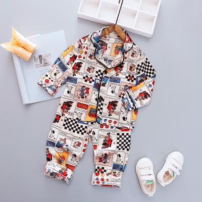 China 2020 New Children's Boys Pijamas Anti-pilling Wear Full Body Grid Comic Kid's Sleepwear Set Kids Boy Pajama Sets for sale