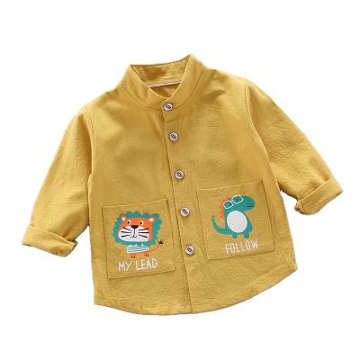 China Wholesale new QUICK DRY kids coat sets lion dinosaur pocket baby boy shirt sets boutique child casual shirt for sale