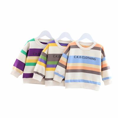 China Wholesale Breathable Hoodies Kids Hoodies Sets Color Stripes Baby Clothing Sets Bag Casual Quantity Custom Children's Hoodies for sale