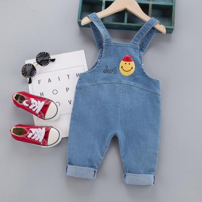 China 2020 New Wholesale Windproof Autumn Boys Children's Baby Kids Pants Stripe Face Print Denim Pocket Boy Trousers for sale