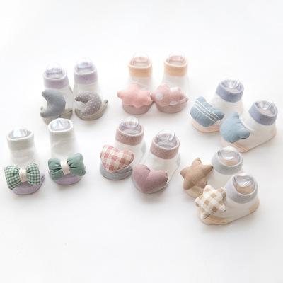 China QUICK DRY cute baby doll kids cotton socks children distributing non-slip loose mouth socks newborn cotton 0-1 years old for sale