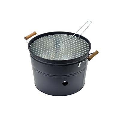 China Hot Selling Galvanized Outdoor Easily Assembled Round Shape Portable Steel Metal Pail Bucket BBQ Grill Charcoal Bucket Grill for sale