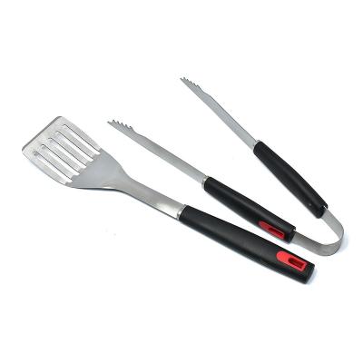 China Hot Sale Professional High Quality Easily Cleaned 2 Pcs PP Handle Stainless Steel BBQ Tool Kit BBQ Accessories for sale