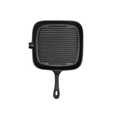 China Easily Cleaned Cookware Cast Iron Oilseed Frying Pan Cast Iron Square Barbecue BBQ Grill Pan for sale