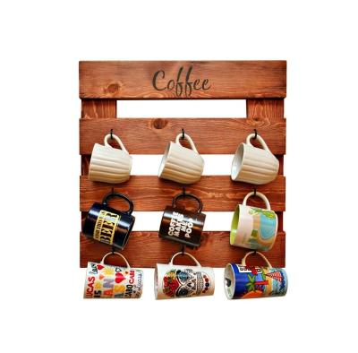 China Sustainable DIY Pallet Wood Coffee Mug Rack, Rustic Mug Rack, Coffee Mug Display for sale