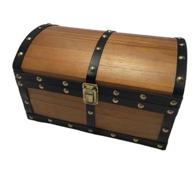 China Handmade Wooden Treasure Chest Wooden Box Pirate Treasure Chest Antique Pirate Box for sale