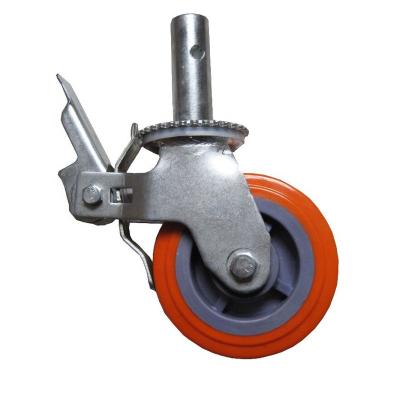 China Heavy Duty Industrial PU PVC RUBBER With Brake Scaffolding Wheel Caster for sale