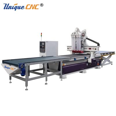 China Building Material Shops Auto Loading And Unloading Panel Furniture CNC Nesting Router Machine With Auto Tool Change for sale