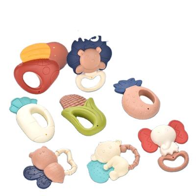 China New Custom Baby Food Grade Soft Silicone Teether Wholesale Baby Teething Toy Soft Bag Customize Box Logo Style Packing Pcs Color Age for sale