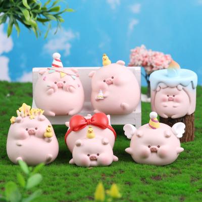 China Lovely Box Toys Wholesale Blinds Cartoon Pig Duck Desktop Resin Doll Ornament Cute Gift for sale