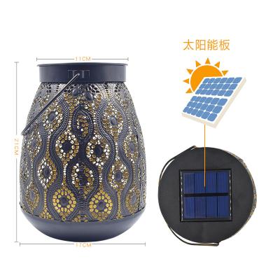 China High Quality Solar GA Solar Hanging Lamp Cavity Pattern Design Wrought Iron Garden Factory Wholesale Deeply Discounted Price Solar Hanging Vivid Light Effect for sale