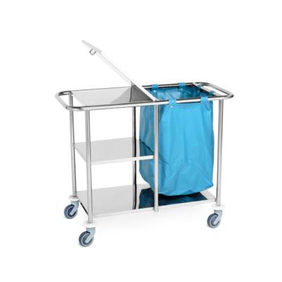 China Modern mobile stainless steel trolley for clean and dirty with cloth bag stainless steel dressing trolley for sale