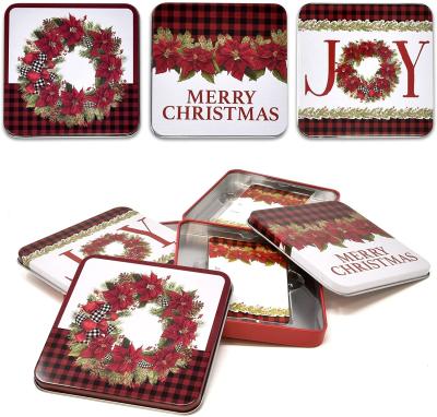 China Christmas Gift Card Tin Gift Box Storage Container With Lids Gifts Wrap for sale