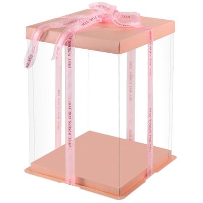 China Luxury Custom Cake Box White Clear Square Transparent Birthday Party Gift Box for sale