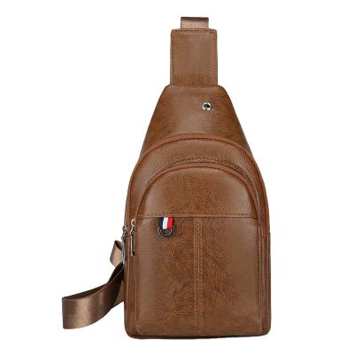 China 2021 Newest Custom Fabric Leisure Wear-resistant Multifunctional Waterproof Backpack Cross - Chest Bag Leather Body PU Men Single Shoulder Bag for sale