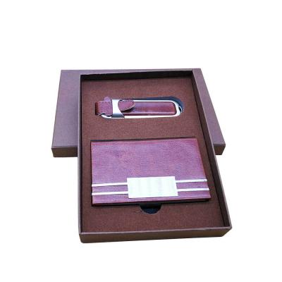 China Business Gift Business Promotional Gift Set 8GB USB Driver Disk Pu Name Leather Card Holder for sale