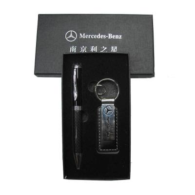 China Automotive Christmas Promotional Gift 2 in 1 Pen Car Keychain Giftset for sale