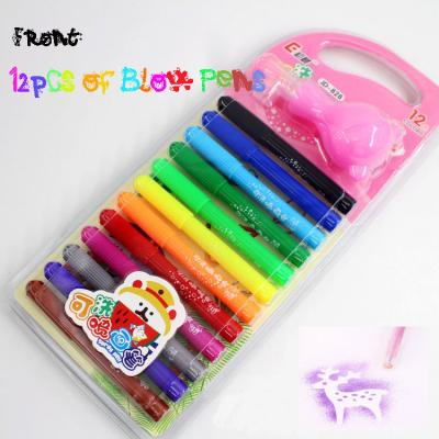 China Above 3 Years Blow Pens With Plastic Drawing Stencils Set / Kids DIY Activity Toys Drawing And Painting Kit for sale