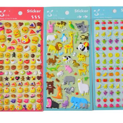 China Custom puffy cartoon sticker stickers for kids, puffy 3D stickers of animals, flowers, alphabets for kids rewards for sale