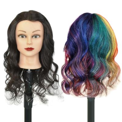 China Can Be Dyed Bleached Any Color And Ironed Training Head Real Hair Cosmetology 100% Salon Hairdresser Practice Practice Doll Mannequin Dummy Head With Shoulders for sale