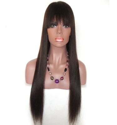 China Peruvian Lace Front Wigs With Bangs Xiuyuan Silky Straight Unprocessed Virgin Hair Lace Front Wig for sale