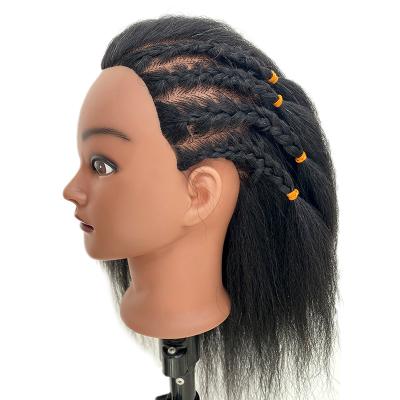 China Best Selling Dummy Mannequin Afro Silky Straight Head Mannequin Black Head Hairdressing Training Doll Head Heads With Hair for sale