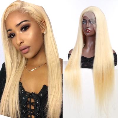 China Wholesale 30inch 613# Blonde100% Antimi Human Hair Straight Wigs With Free Part, HD Lace Front Wigs Super Long Straight Blonde Hair for sale