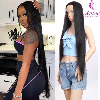 China Antimi 2021 Hot Wholesale 100% Raw Straight Human Hair Wigs Middle Part Lace Front Wigs Wig Supplies Factory for sale