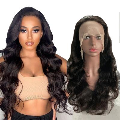 China Antimi 26inch HD Lace Frontal Virgin Wig With Baby Hair Brazilian Body Wave Human Hair Full Lace Frontal Wig Supplies for sale