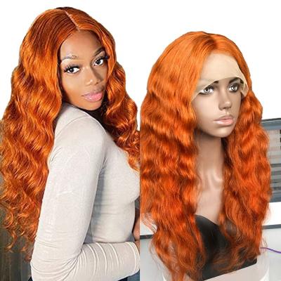 China Wholesale Orange Body Wave Antimi Hair Wig Cuticle Aligned Hair Body Wave Wigs 13X4 Ginger Brown Colored Lace Frontal Wigs for sale