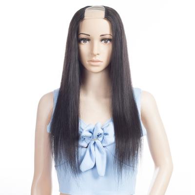 China 100% Wigs, 2021 Hot Wholesale Wave Density Straight Human Hair U Part Wigs 150 180 250 Cheap Machine Made Silky Soft 4X2.5 U Part Wigs for sale