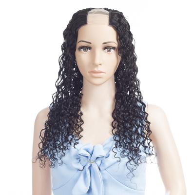 China 2021hot wholesale deep wave 150 180 250 density 100% raw hair wig U piece wigs for color woman, natural black color deep wave long 10A for sale