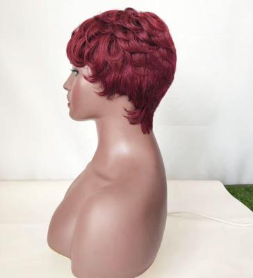 China Wholesale Antimi Red Hair Natural Straight Hair No Lace Wig Burg Making Machine Wig Wigs With Court Colored Short Burgundy Color for sale