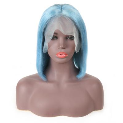 China BoBo Style Light Blue Ombre Bob Style Wig Straight 13x4