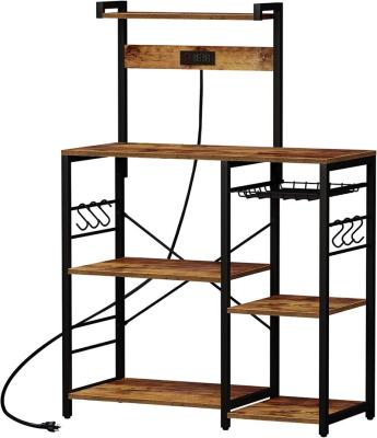 China Modern Kitchen Shelf Rack Organizer Microwave Oven Stand Wooden Kitchenware Storage Cabinet for sale