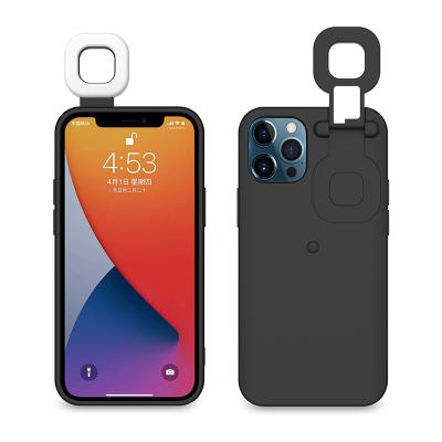 China E1 Ring Shockproof Fill Instant Light Phone Case With Stand LED Flashlight Selfie Light Up Cover Device For iPhone11 12 Pro Max Pro Mini for sale