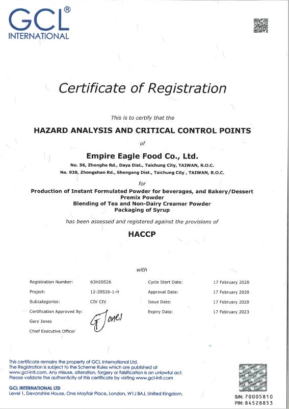 HACCP - EMPIRE EAGLE FOOD CO., LTD.