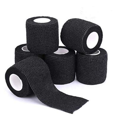 China 24pcs Medical Tattoo Sensi Wrap Grip Cover 5cm Black Self Adhesive Cohesive Bandage Rolls for sale