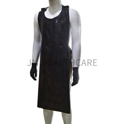 China Medical Waterproof LDPE Plastic Protective Black HDPE Pe Disposable Apron Without Sleeves For Tattoo for sale