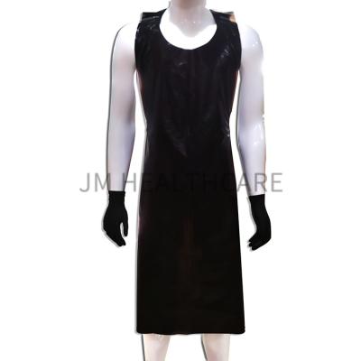 China SANITAIRE Hot Selling Waterproof Plastic Protective Black And Clear PE Apron With For Other Body Art for sale