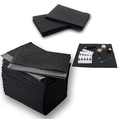 China Waterproof Comfortable Black 3Ply Lap Cloths Tray Covers Disposable Dental Bibs For Tattoo Table for sale