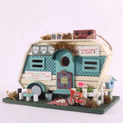 China Wooden Handmade Outdoor Bird House Car Shape Bird Feeder For Viable Gift And Decorative for sale