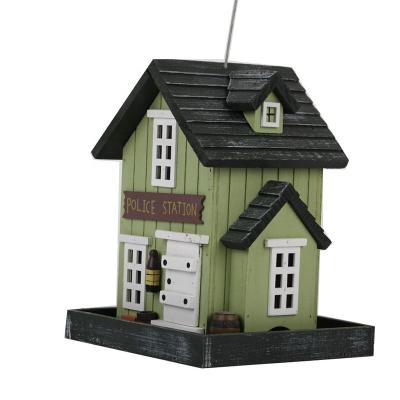 China Viable Color Bird House And Hand Painted Outdoor Decorative Wooden Bird Feeder for sale