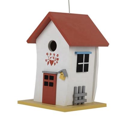 China Wooden Bird HOUSE Sustainable Painted Color Hanging Feeder - Hard Eco Bird House for sale