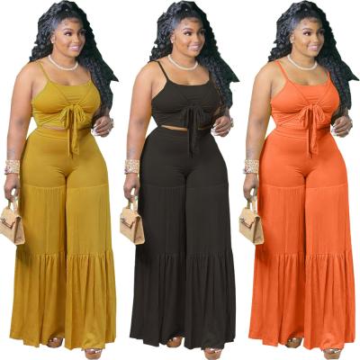 China Anti-pilling FNN-8607 plus size women's clothing solid color stitching lace-up women's casual suit for sale