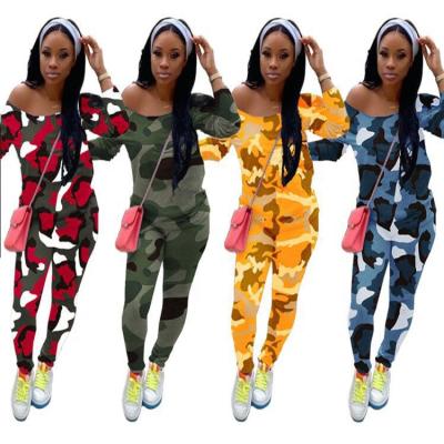 China Wholesale Casual Clothing QUICK DRY Camouflage Printed Fashion Ladies Two Piece Sets for sale