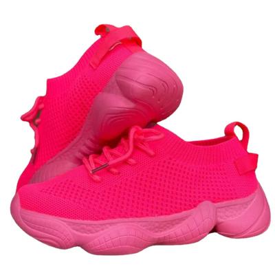 China New Light Weight Large Size Knitted Sports Shoes Lace Up Flying Woven Woven Running Casual Shoes for sale